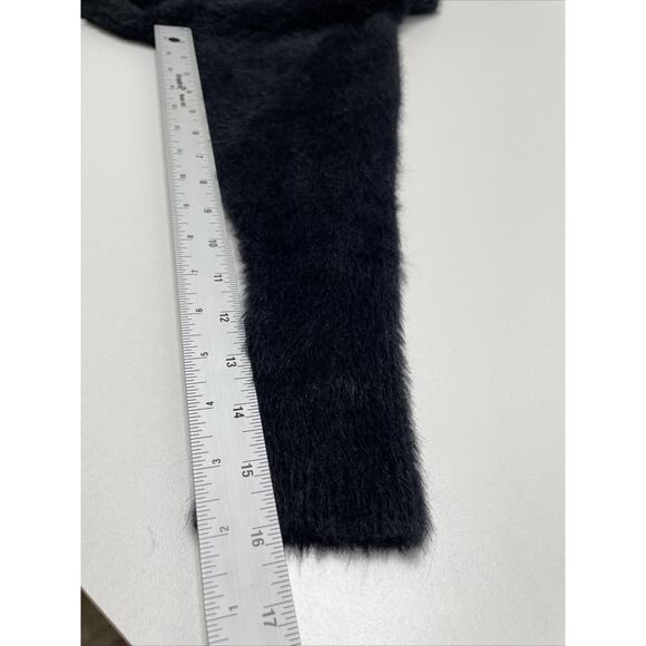 Marled Reunited Clothing Sweater Faux Fur Black Mock Neck Fuzzy Goth Dark Small - Picture 8 of 8